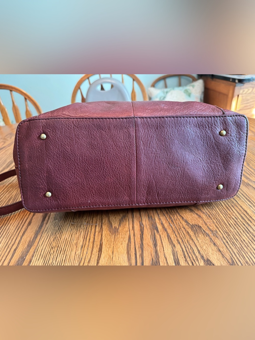 American Leather Co Ada Triple Entry Satchel Mahogany Brown Crossbody Bag - Picture 5 of 9